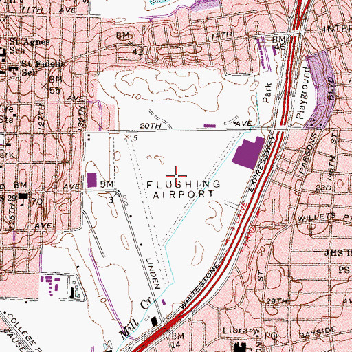 Topographic Map of Flushing Airport (historical), NY