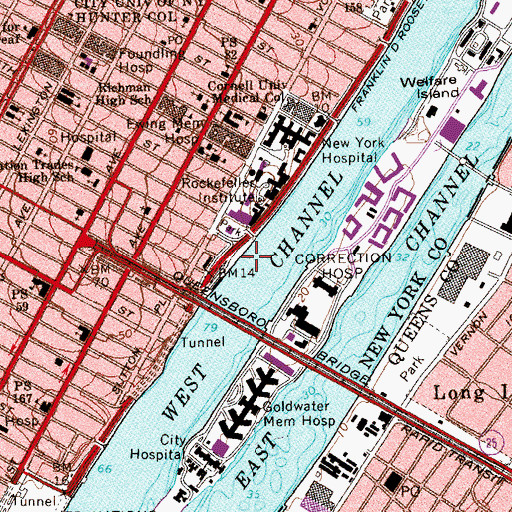Topographic Map of Pan Am Metroport Heliport, NY