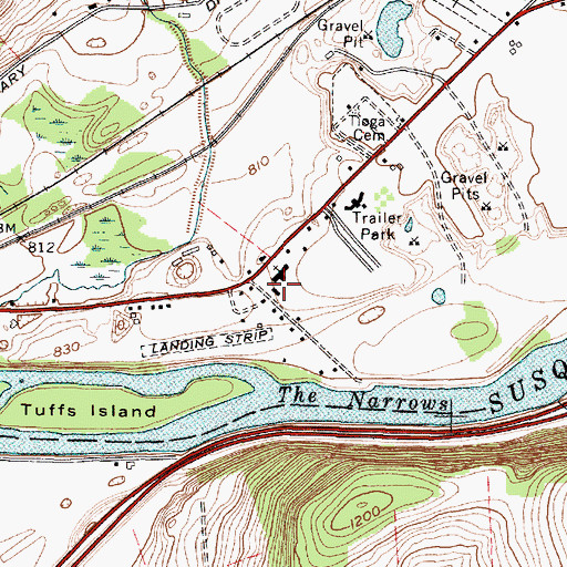 Topographic Map of Tioga Airport (historical), NY