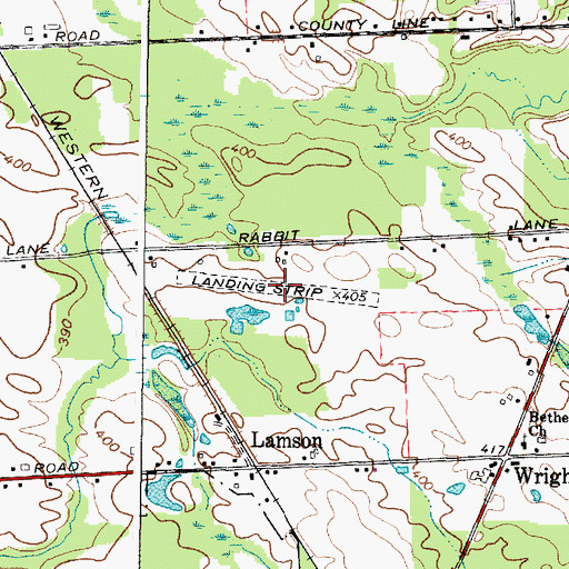 Topographic Map of Rabbit Lane Airport, NY