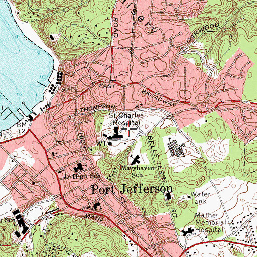 Topographic Map of Saint Charles Hospital Heliport, NY