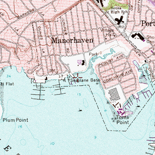 Topographic Map of Sands Point Seaplane Base, NY