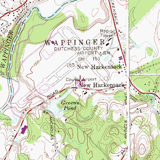 Topographic Map of Hudson Valley Regional Airport, NY