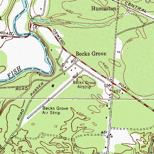 Topographic Map of Becks Grove Airport, NY