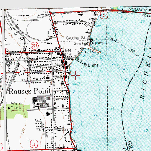 Topographic Map of Rouses Point Seaplane Base, NY