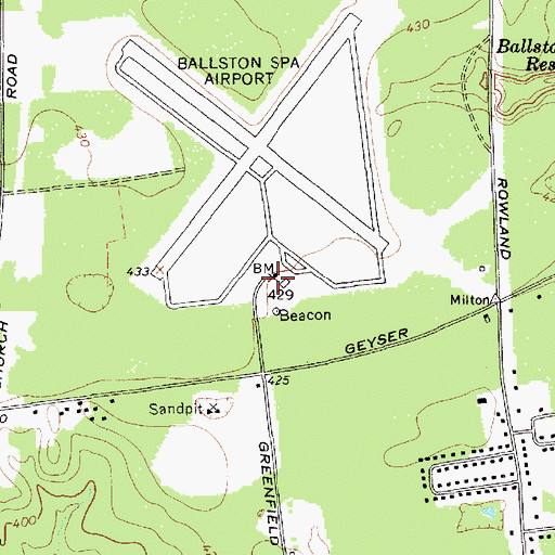 Topographic Map of Saratoga County Airport, NY