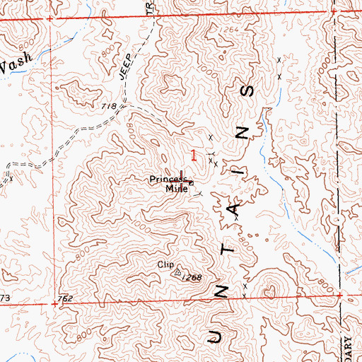Topographic Map of Princess Mine, AZ