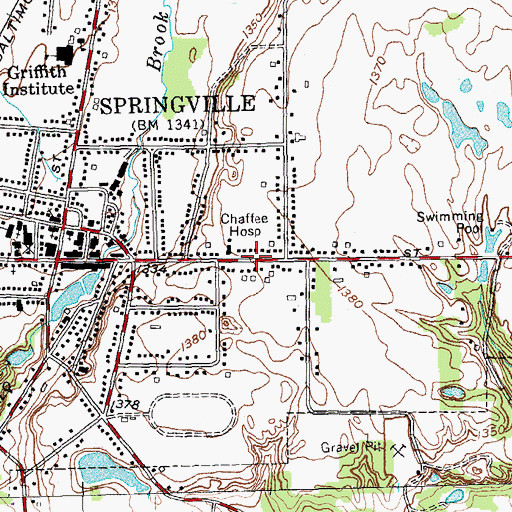 Topographic Map of Bertrand Chaffee Hospital Heliport, NY