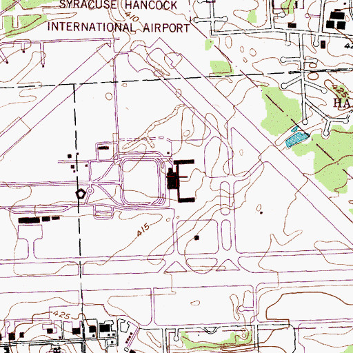 Topographic Map of Syracuse Hancock International Airport, NY