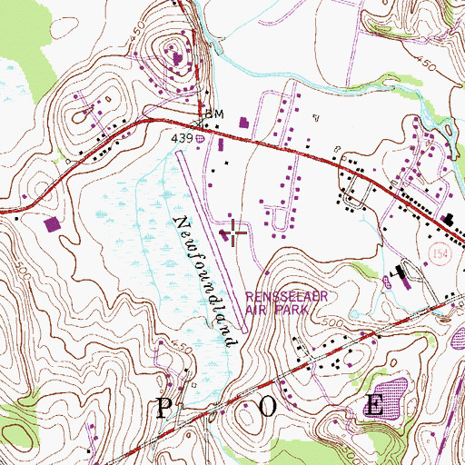 Topographic Map of Rensselaer County Airport, NY