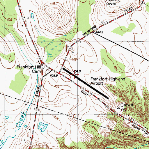 Topographic Map of Frankfort-Highland Airport, NY