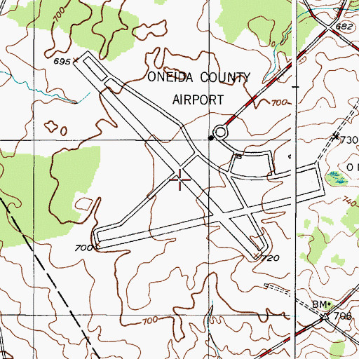 Topographic Map of Oneida County Airport (historical), NY