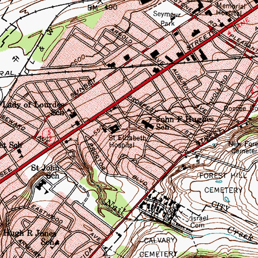 Topographic Map of Saint Elizabeth Hospital Heliport, NY