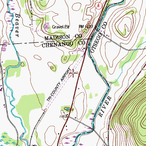 Topographic Map of Tri County Airways, NY