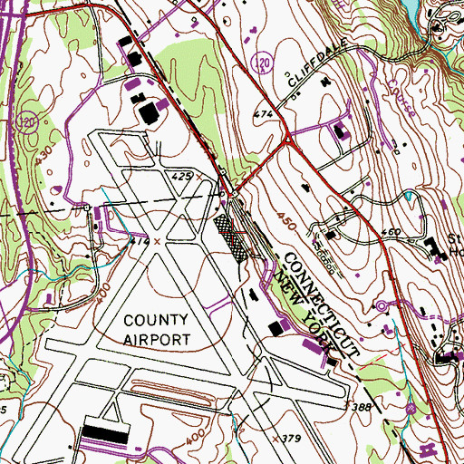 Topographic Map of Westchester County Airport, NY