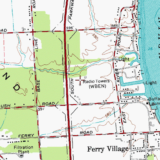 Topographic Map of WBEN-AM (Buffalo), NY