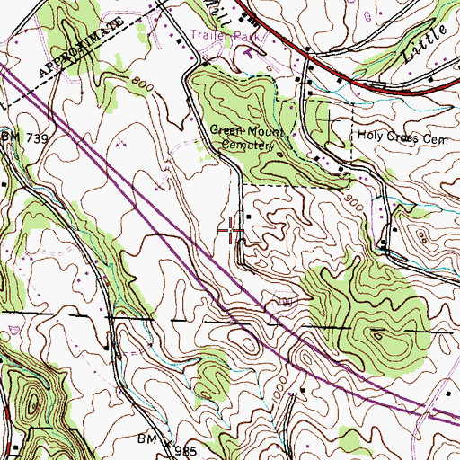 Topographic Map of WDNY-AM (Dansville), NY