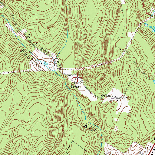 Topographic Map of WELV-AM (Ellenville), NY