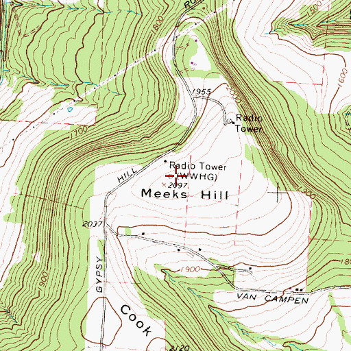 Topographic Map of WHHO-AM (Hornell), NY