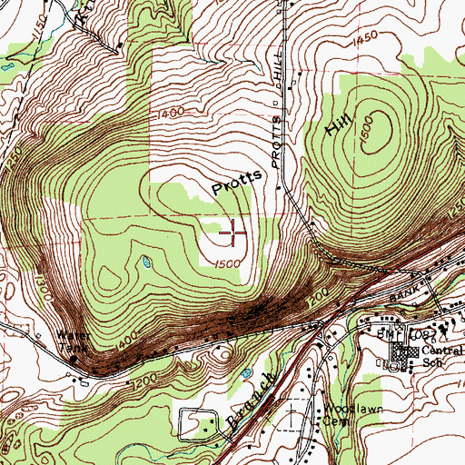 Topographic Map of WHCU-AM (Ithaca), NY