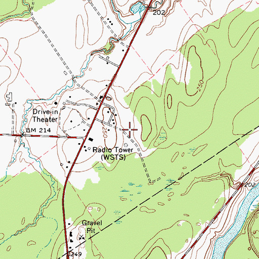 Topographic Map of WYBG-AM (Massena), NY