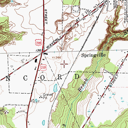 Topographic Map of WSPQ-AM (Springville), NY