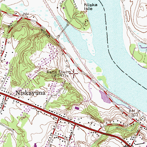 Topographic Map of WTRY-AM (Troy), NY