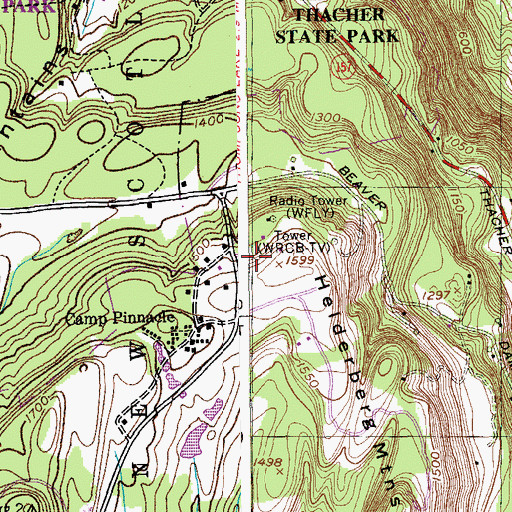 Topographic Map of WROW-FM (Albany), NY