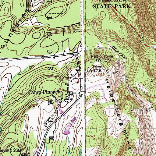 Topographic Map of WPYX-FM (Albany), NY