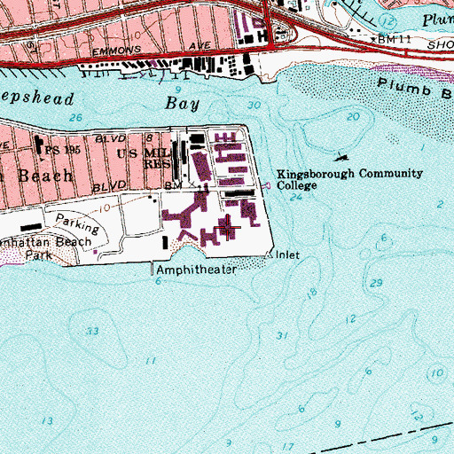 Topographic Map of WKRB-FM (Brooklyn), NY