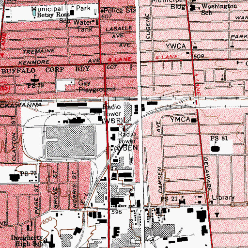 Topographic Map of WGR-FM (Buffalo), NY