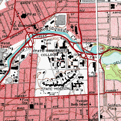 Topographic Map of WBNY-FM (Buffalo), NY