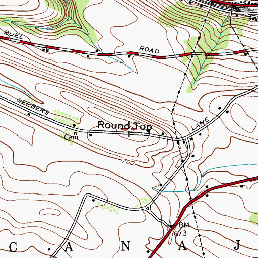 Topographic Map of WCAN-FM (Canajoharie), NY
