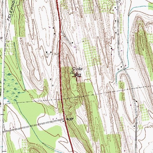 Topographic Map of WRCD-FM (Clyde), NY