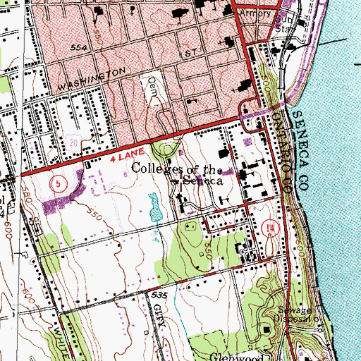 Topographic Map of WEOS-FM (Geneva), NY