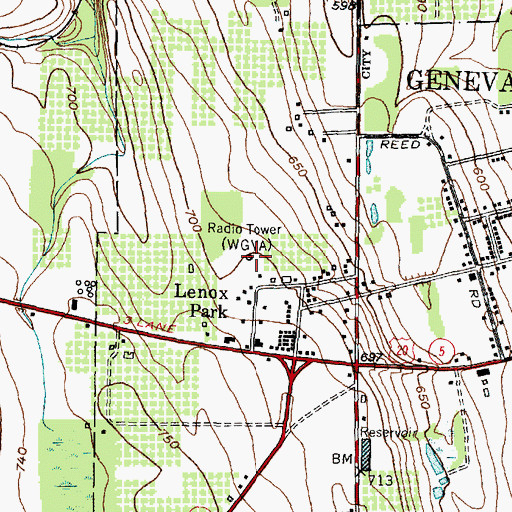 Topographic Map of WECQ-FM (Geneva), NY