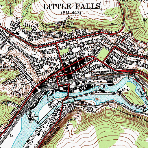 Topographic Map of WOWB-FM (Little Falls), NY