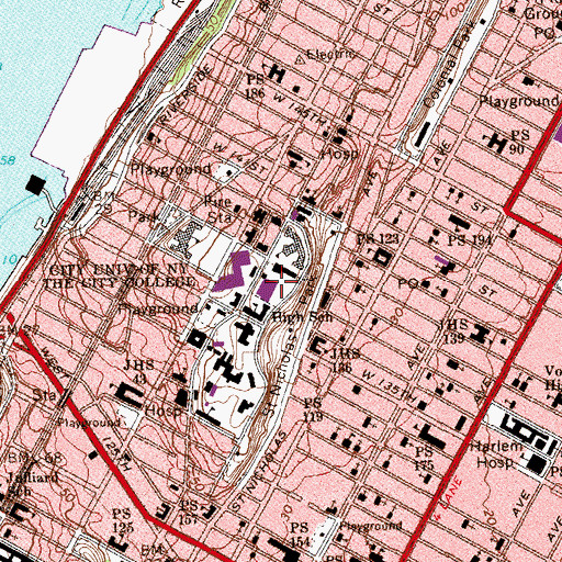 Topographic Map of WHCR-FM (New York), NY