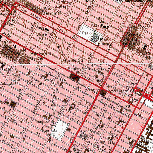 Topographic Map of WNEW-FM (New York), NY