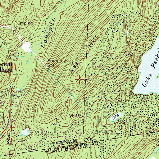 Topographic Map of WHUD-FM (Peekskill), NY