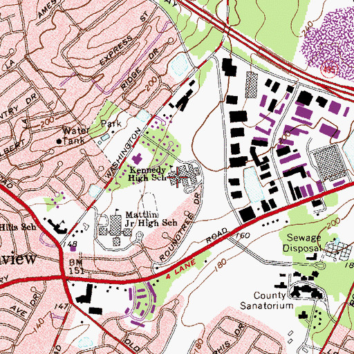 Topographic Map of WPOB-FM (Plainview), NY