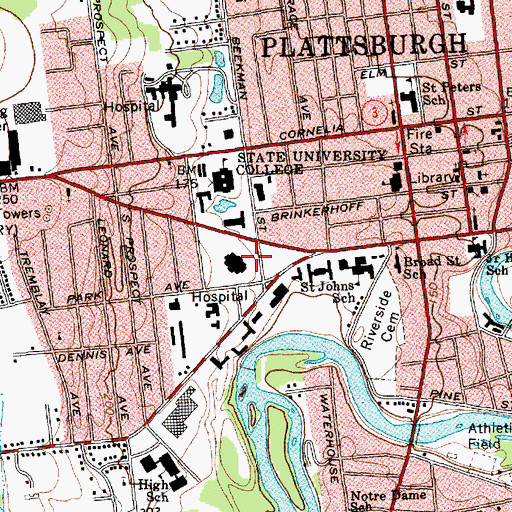 Topographic Map of WPLT-FM (Plattsburgh), NY