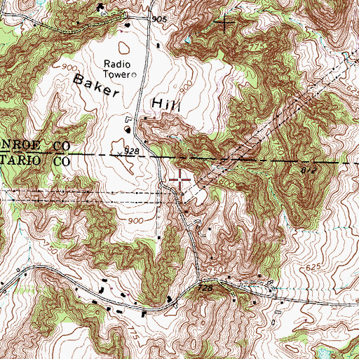 Topographic Map of WBER-FM (Rochester), NY