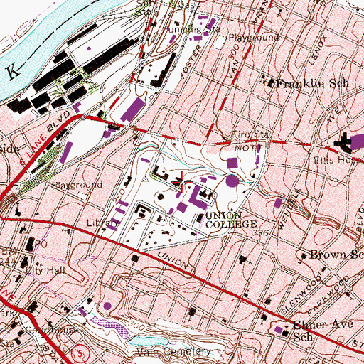 Topographic Map of WRUC-FM (Schenectady), NY