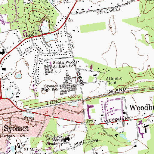 Topographic Map of WKWZ-FM (Syosset), NY