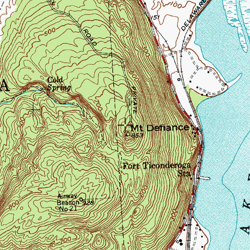 Topographic Map of WANC-FM (Ticonderoga), NY