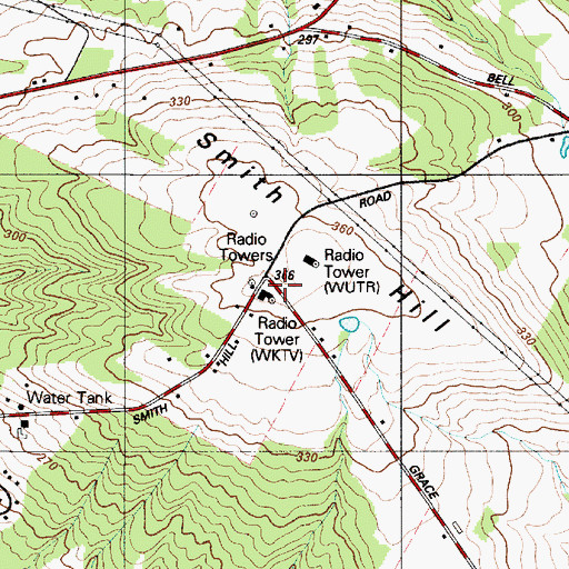Topographic Map of WUNY-FM (Utica), NY