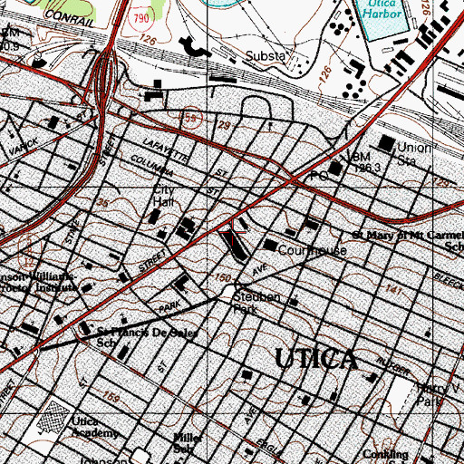 Topographic Map of WRVN-FM (Utica), NY