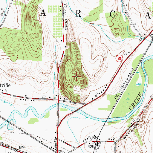 Topographic Map of WFRW-FM (Webster), NY