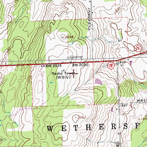 Topographic Map of WEZQ-FM (Town of Wethersfield), NY